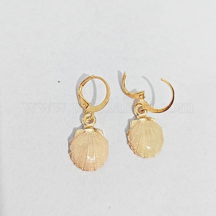 Серьги с застежкой-рычагом из сплава и эмали в форме ракушки на морскую тематику FS-WG4EEAF-15-1
