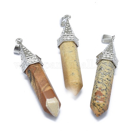 Natural Picture Jasper Pointed Pendants G-G795-01P-23-1