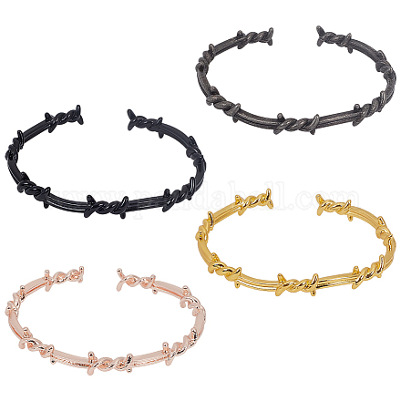 Anattasoul Set di braccialetti con polsini aperti thornlet in lega da 4 pz e 4 colori BJEW-AN0001-78-1