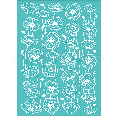 OLYCRAFT 2pcs Self-Adhesive Silk Screen Printing Stencil Papaver Rhoeas Flower Stencil Reusable Mesh Stencils Transfer Washable Home Decor for DIY T-Shirt Fabric Painting Decoration - 7.7x5.5Inch DIY-WH0337-005-1