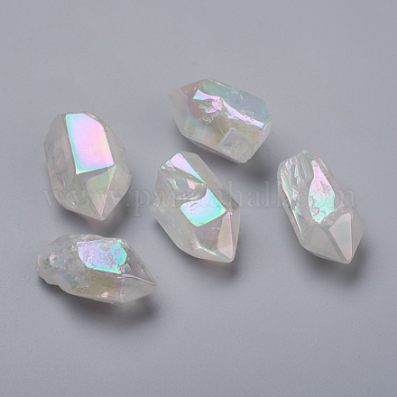 Galvaniques perles de cristal de quartz naturel G-L553-14-1