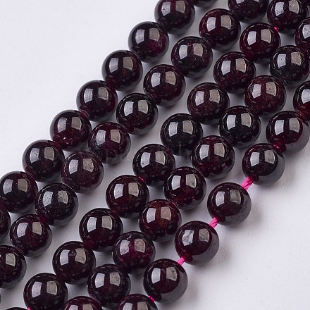 Natürlicher Granat Perlen Stränge G-J376-37-6mm-1
