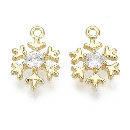 Brass Micro Pave Clear Cubic Zirconia Charms X-KK-S348-527-NF-1