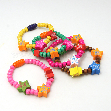 Bracelets en bois pour enfants BJEW-JB00765-1