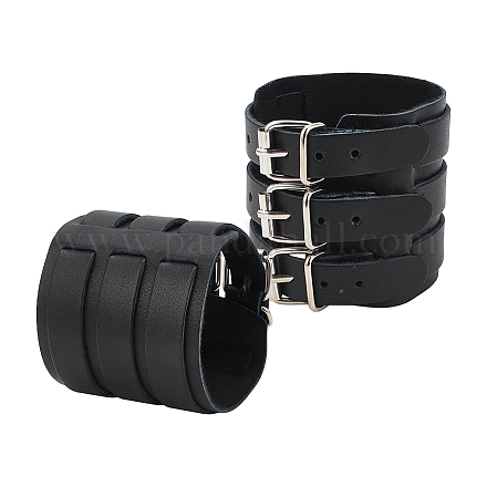 Verstellbares Manschettenkordelarmband aus Rindsleder BJEW-WH0020-62P-02-1