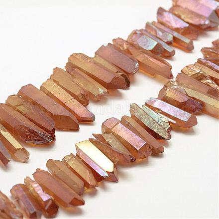 Electroplated Natural Quartz Crystal Beads Strands G-A142-03P-1