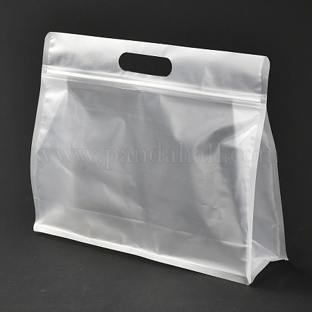 Transparent Plastic Zip Lock Bag, Plastic Stand Up Pouch, Resealable Bags, with Handle, Clear, 30x35x0.08cm Plastic Clear