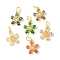 Brass Micro Pave Cubic Zirconia Pendants, Flower Charms, Rack Plating, Lasting Plated, Cadmium Free & Lead Free, with Jump Ring, Golden, 14.5x12.5x4.5mm, Hole: 4.5mm