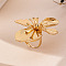 Flower Adjustable Alloy Finger Rings, Golden, Inner Diameter: 18mm