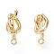 Brass Stud Earring Findings, with Loop, Long-Lasting Plated, Knot, Real 18K Gold Plated, 15.5~17x5.5~7mm, Hole: 1.4mm, Pin: 0.9mm