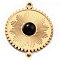 Natural Dyed & Heated Black Agate Connector Charms, with Ion Plating(IP) 304 Stainless Steel Findings, Real 24K Gold Plated, Flat Round, 22x18x4mm, Hole: 1.4mm