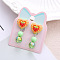 Alloy Plastic Clip-on Earrings for Kid, Platinum, Heart, 40x15mm