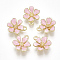 Alloy Pendants, with Enamel, Flower, Light Gold, Pink, 15x12.5x4mm, Hole: 1.4mm