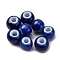 Handmade Porcelain Beads, Round, Midnight Blue, 6~7x5~6mm, Hole: 2mm