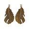 Tibetan Style Alloy Pendants, Feather, Cadmium Free & Lead Free, Antique Bronze, 49x24x2mm, Hole: 3.5mm