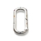 Brass Micro Pave Cubic Zirconia Spring Gate Rings, Long-Lasting Plated, Lead Free & Cadmium Free, Rack Plating, Rectangle, Platinum, 27x14x4mm
