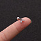 Brass Micro Pave Clear Cubic Zirconia Cartilage Earrings for Women, with Stainless Steel Pins, Stainless Steel Color, Leaf, 6mm, Pin: 1.2mm
