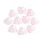 Baking Painted Transparent Glass Bead Caps, Flower, with Glitter Powder, Misty Rose, 11.5x12x3.5~4mm, Hole: 1.2mm, about 1750pcs/1000g