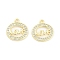 Brass Micro Pave Clear Cubic Zirconia Pendants, Oval with LOVE, Real 18K Gold Plated, 12x12x1mm, Hole: 1.2mm