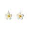Flower Alloy Raffia Flower Dangle Earrings, Golden, White, 76x55mm