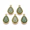 Natural Green Aventurine Teardrop Pendants, 201 Stainless Steel Drop Charms, Real 18K Gold Plated, Ion Plating(IP), 19.5x12x6~6.5mm, Hole: 1.6mm