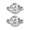 Brass Textured Connector Charms, Flat Round Links, Real Platinum Plated, 6x9.5x1.5mm, Hole: 0.8mm