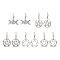 5 Pairs 5 Styles Alloy Dangle Earrings, Hollow Pentagon Star, Antique Silver, 32~46x23.5~30mm, 1 Pair/style