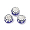 Alloy Rhinestone Clay Pave Beads, Rondelle, Blue, 12.5x7.5mm, Hole: 5.2mm