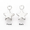 Brass Charms, Star, Nickel Free, Real Platinum Plated, 10x7x2mm, Hole: 1.4mm