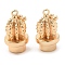 Brass Charms, Cadmium Free & Nickel Free & Lead Free, Cactus Charm, Real 18K Gold Plated, 14x8mm, Hole: 1mm