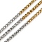 304 Stainless Steel Two Tone Wheat Chains, Unwelded, Ion Plating(IP), with Spool, Golden & Stainless Steel Color, 2mm