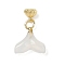 Natural White Agate Charms, with Brass Findings, Real 14K Gold Plated, Whale Tail, 6.5x6x6mm, Hole: 3.5mm