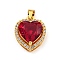 Rack Plating Brass Micro Pave Cubic Zirconia Pendants, Heart, Crimson, 16.5x13.5x7mm, Hole: 4x3.5mm