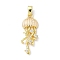 Brass Micro Pave Cubic Zirconia with Enamel Pendants, Real 18K Gold Plated, Jellyfish, 24x10.5x3.5mm, Hole: 3x4.8mm