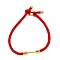 Braided Nylon Cord Bracelet Making, with Brass Findings, Real 18K Gold Plated, Red, 9-1/2 inch(24cm), Link: 24x4mm