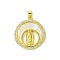 Real 18K Gold Plated Brass Micro Pave Cubic Zirconia Pendants, with Shell, Flat Round, 28x25x2.5mm, Hole: 3.5x4.5mm