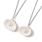 Natural Clam Shell & Imitation Pearl Pendant Necklaces, 304 Stainless Steel Cable Chain Necklaces, Stainless Steel Color, 16.14 inch(41cm)