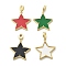 Rack Plating Brass Pendants, with Resin, Long-Lasting Plated, Lead Free & Cadmium Free, Real 18K Gold Plated, Star, Mixed Color, 29.5x28x4mm, Hole: 5x3mm
