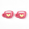 Opaque Resin Cabochons, Coffee with Heart, Hot Pink, 13.5~14.5x20x7.5mm