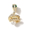 Snake Brass Micro Pave Cubic Zirconia Fold Over Clasps, with ABS Imitation Pearl, Rack Plating, Long-Lasting Plated, Cadmium Free & Lead Free, Real 18K Gold Plated, 18x11x11mm, Hole: 3x2mm
