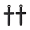 Baking Paint Alloy Pendants, Cross Charms, Black, 27x13x1.5mm, Hole: 1.8mm