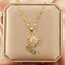 Alloy Crystal Rhinestone Pendant Necklaces for Women, Golden, Flower, 17.72 inch(45cm)