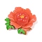 Opaque Resin Flowers Cabochons, Peony, Tomato, 24x27.5x8.5mm