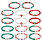14Pcs 2 Sets Christmas Theme Polymer Clay Heishi Beaded Stretch Bracelets, Alloy Enamel Link Bracelets Set for Men Women, Mixed Color, Inner Diameter: 2-1/8~2-1/4 inch(5.4~5.65cm), 7pcs/set