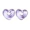 Handmade Lampwork Beads, Large Hole Beads, Heart, Lavender, 14x15x5mm, Hole: 4mm