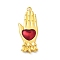 Alloy Enamel Pendants, Golden, Heart with Hand Charm, Golden, 43x15x3mm, Hole: 2.2mm