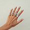 Alloy Cuff Finger Rings Set for Women, Platinum, Inner Diameter: 17mm, 7pcs/set