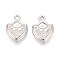 CCB Plastic Pendants, Heart, Platinum, 34x24x7~7.5mm, Hole: 3mm