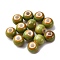 Handmade Porcelain Beads, Round, Dark Olive Green, 6~7x5~6mm, Hole: 2mm