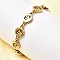 12 Constellations 304 Stainless Steel Link Chain Bracelets for Women, Flat Round, Real 18K Gold Plated, Virgo, 8-3/8 inch(21.4cm)